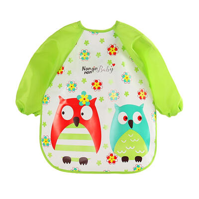 

Cartoon Waterproof Unisex Baby Feeding Long Sleeve Art Apron Animal Bibs