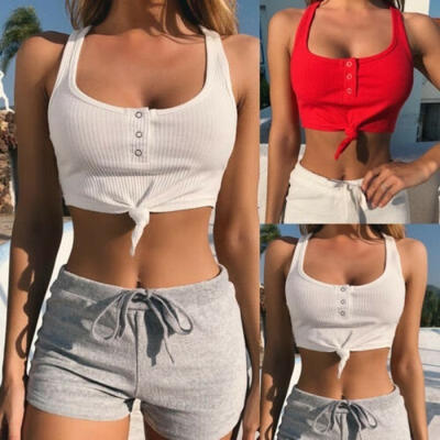 

Women Ladies Casual Sleeveless Tank Tops Vest Blouse Crop Top Short T Shirt -XL