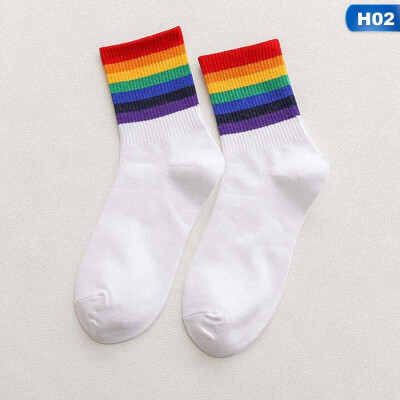 

Winter New Unisex Socks Cotton Rainbow Striped Socks Fashion Warm Chrismas Casual Hipster hosiery