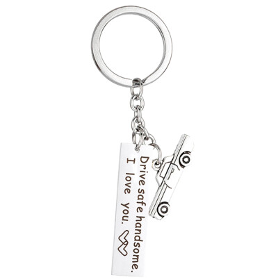 

1Pc Drive Safe Handsome I Love You Key Ring Hand Stamped I Need You Here With Me Keychain