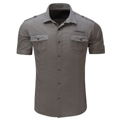 

Pocket Decoration Leisure Short Sleeves Shirt