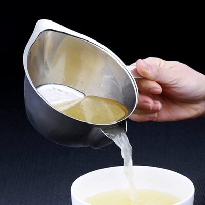 

Oil Fat Separator Stainless Steel Bowl with Handle Grease Filter Strainer Tool