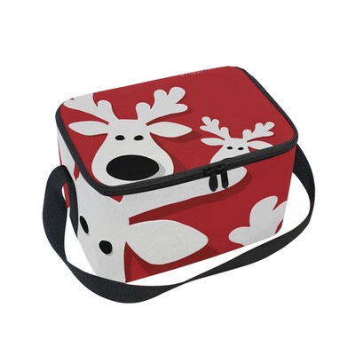 

ALAZA Lunch Box Insulated Lunch Bag Large Cooler Two White Reindeer Tote Bag