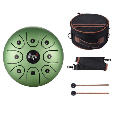 

8 Inch Compact Size 8-Tone Steel Tongue Drum C Key Percussion Instrument Hand Pan Drum with Drum Mallets Carry Bag