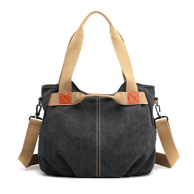 

Womens bag womans canvas handbag large canvas one-shoulder bag retro Korean version large capacity