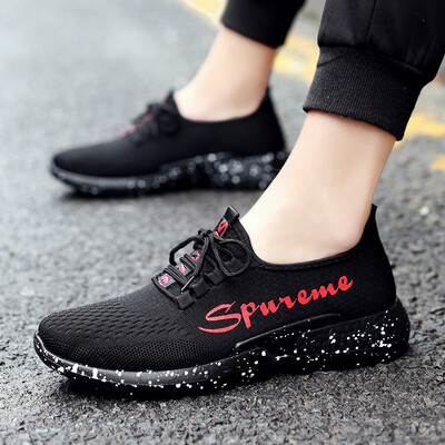 

2019 summer new Korean fashion mens casual shoes trend non-slip mens shoes with flying woven lightweight sneakers