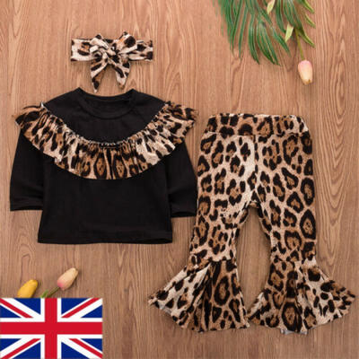 

UK Toddler Kids Baby Girl Clothes Sports Top Pants Headband Outfit Set Tracksuit