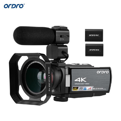 

ORDRO HDV-AE8 4K WiFi Digital Video Camera Camcorder DV Recorder 30MP 16X Digital Zoom IR Night Vision 3 Inch IPS LCD Touchscreen