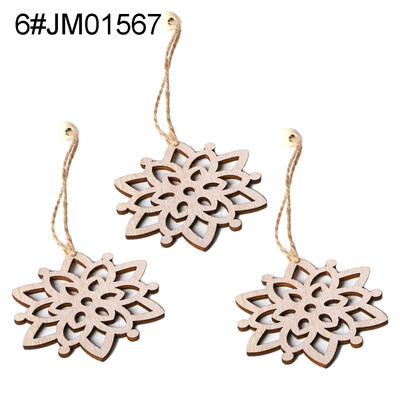 

3Pcs Retro Wooden Hollow Pendants with Rope DIY Crafts Christmas Tree Ornaments