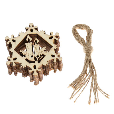 

〖Follure〗10pc Wooden Snowflake Cutouts Embellishments Wood Ornament Xmas Gift Tag