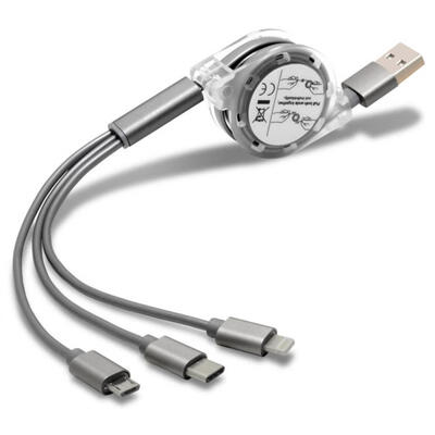 

Multifunctional Fast Data Cable Scalable Charging Cable One Drag Three Micro USB 8P Android Type-C Charging Cable-1m