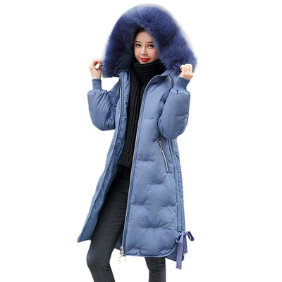 

Toponeto Women Fashion Outerwear Long Cotton-padded Jackets Pocket Faux Fur Hooded Coats