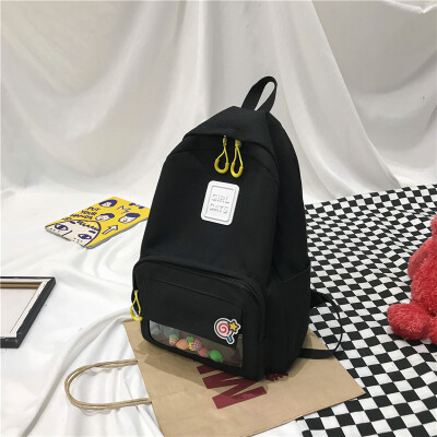 

Ins schoolbag female Korean version of high school students canvas simple ancient sense campus backpack double shoulder bag