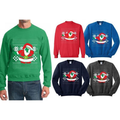 

Ugly Christmas Sweater Dabbing Santa Crewneck Sweatshirt Jumper Gift Unisex Top -2XL 5 Colors