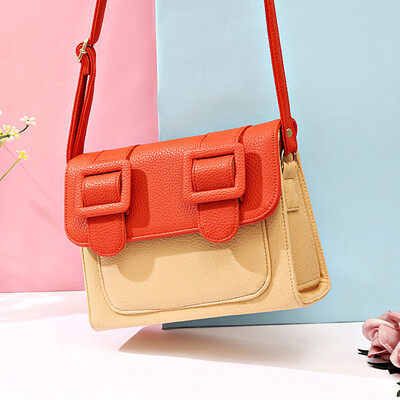 

Bright color contrast color small square bag cartoon fun two yuan small bag shoulder diagonal female bag