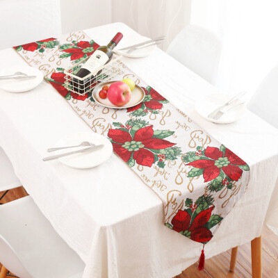 

Toponeto Creative Christmas Cotton Linen Tablecloth Table Flag Desktop Decoration