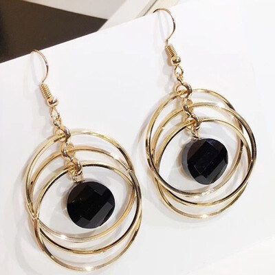 

2019 New Fashion Vintage Zircon Multilayer Circle Drop Earrings For Women Jewelry Gold Color Dangle Earrings Wholesale