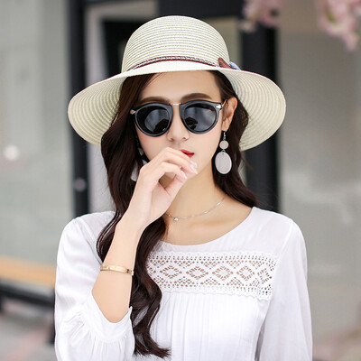

New Ms Xia straw hat Korean version fashionable eaves bow outdoor sunscreen hat riding portable Tourism