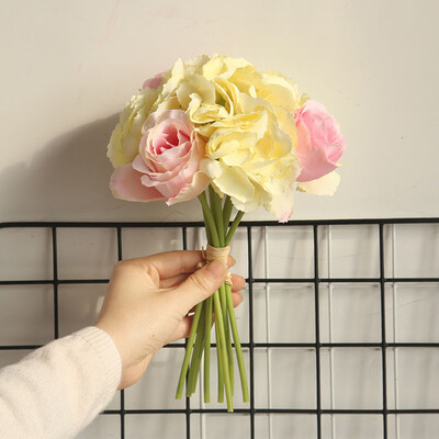 

Toponeto Range Rose Hydrangea Flowers Bouquet Bunch Home Wedding Party Gift Deco