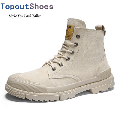 

TopoutShoes Men Elevator Desert Boots Hidden Lift Ankle Boots Steel Toe Working Shoes Taller 28inch 7cm