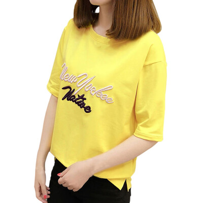 

Women Tees Summer Letter Printed T Shirt Korean Harajuku Embroidery Short Sleeve T-shirts Women Casual Top Shirts