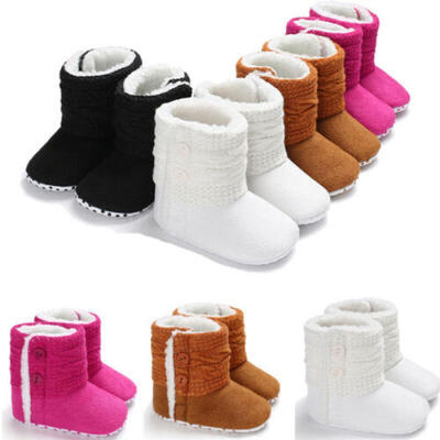 

Newborn Baby Cute Winter Booties Sole Pram Shoes Warm Boot Crib Prewalker 0-18M