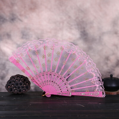 

Siaonvr Best Chinese Style Dance Wedding Party Lace Silk Folding Hand Held Flower Fan