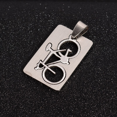 

304 Stainless Steel Split Pendants Rectangle with Bicycle Stainless Steel Color 32x21x15mm Hole 4x9mm