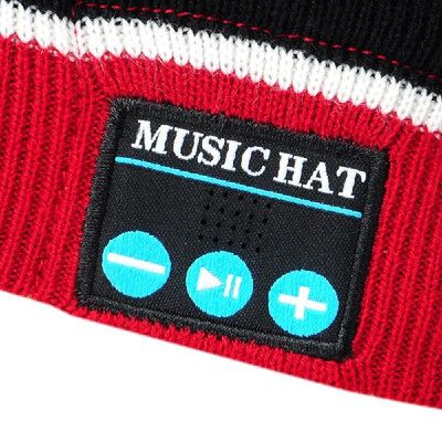 

BT Headphone Hat Men Women Beanie Hat Wireless Knitted Warm Striped Cap Hands Free with Built-in Wireless Speaker for Outdoor Spor