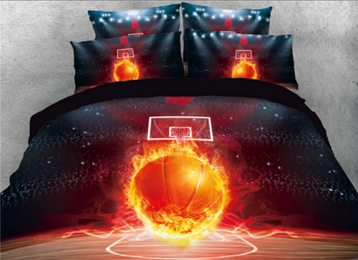 

3D Basketball with Fire on the Court Printed 4-Piece Bedding Sets