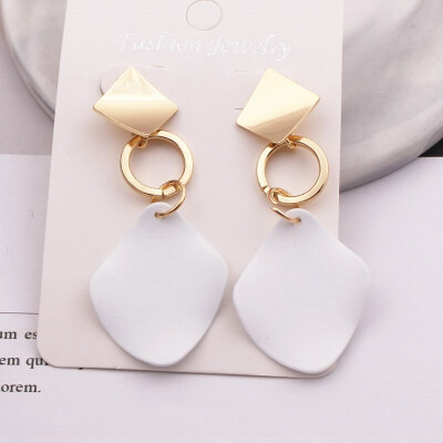 

EK775 New Fashion Round Waterdrop Pendant Earrings for Women Geometric Metal Square Dangle Earring oorbellen