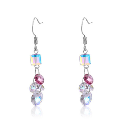 

925 sterling silver ear hook crystal temperament simple long earrings fashion wild earrings