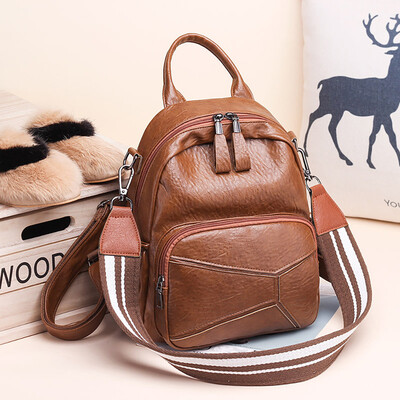 

Tailored Women Backpack Soft Leather College Wind Multi-purpose Three-pack