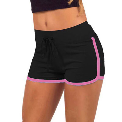 

Fast Drying Drawstring Women Shorts Casual Color Block Elastic Waist Short Pants