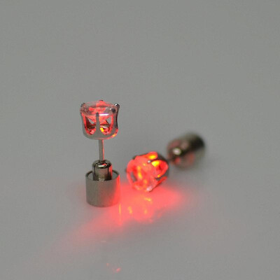

LED Luminous Zirconia Stone Ear Stud Earrings for Nightclubs Dance Party Accessories Light Up LED Bling Ear Studs