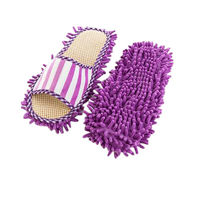 

〖Follure〗Coral Velvet Striped Machine Washable Slippers Chenille Linen Mopping Slippers
