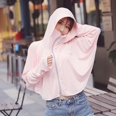 

Female sunscreen short 2019 summer long-sleeved shirt with cap outdoor open cycling purple sunscreen outside thin coat