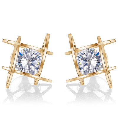 

Fashion Unique Square Bright Zircon Crystal Ear Studs Alloy Earrings for Women Jewelry Accessory