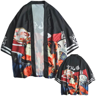 

Toponeto Fashion Lovers Individuality Print Top Blouse Kimono Hot Spring Clothing