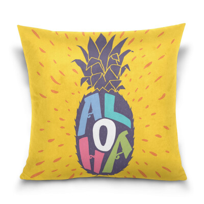 

ALAZA 16 X 16 inch Pillow Case Decorative Cushion Cover Pineapple With Aloha Pattern Pillowcase