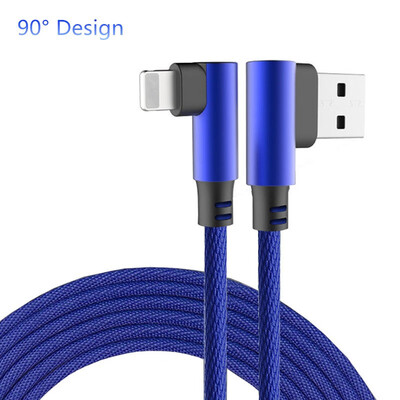 

90 Degree Data Cable  Shape Double Elbow Game Fast Charging Cable Fabric Nylon Braid Cable for iPhone Type C Android
