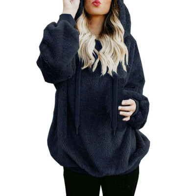 

Women Warm Fleece Hooded Fluffy Hooded Sweatshirt Zipper Hoodies Winter Jumper