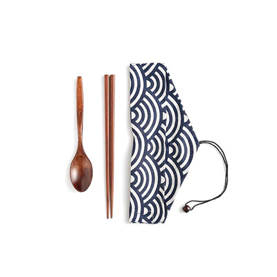 

Portable Lunch Tableware Natural Wooden Fork Spoon Chopsticks Cutlery Sets