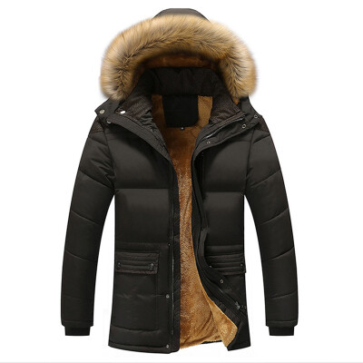 

New Man Winter Faux Fur Lining Warm Casual Korea Long Parka Coat