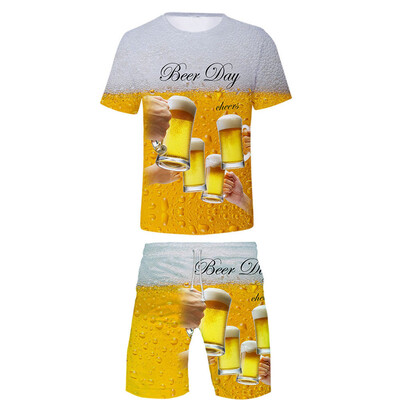 

Toponeto Mens Beer Festival Print Casual Fashion Suit