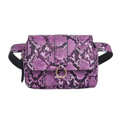 

Snake Print Small Waist Bags Women PU Leather Serpentine Fanny Chest Packs