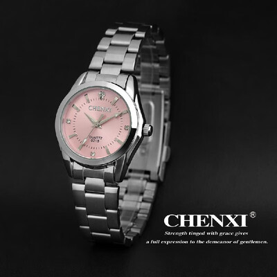 

Delicate Feminine Pink Analog Quartz Wristwatch Shining Rhinestone Embedded High Quality OL Women Business Watch