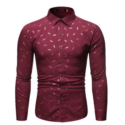 

Mens Long Sleeve Print Shirt Casual Button Down Slim Fit Dress T-shirts