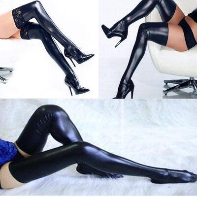 

Womens Ladies Sexy PU Leather Over Knee Long Thigh High Stockings Socks Hot Style