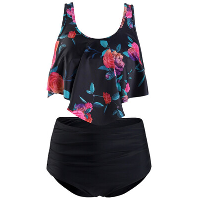 

Saidsome Women Two Piece Plus Size Sexy Backless Halter Dot Printed Swimwear Set